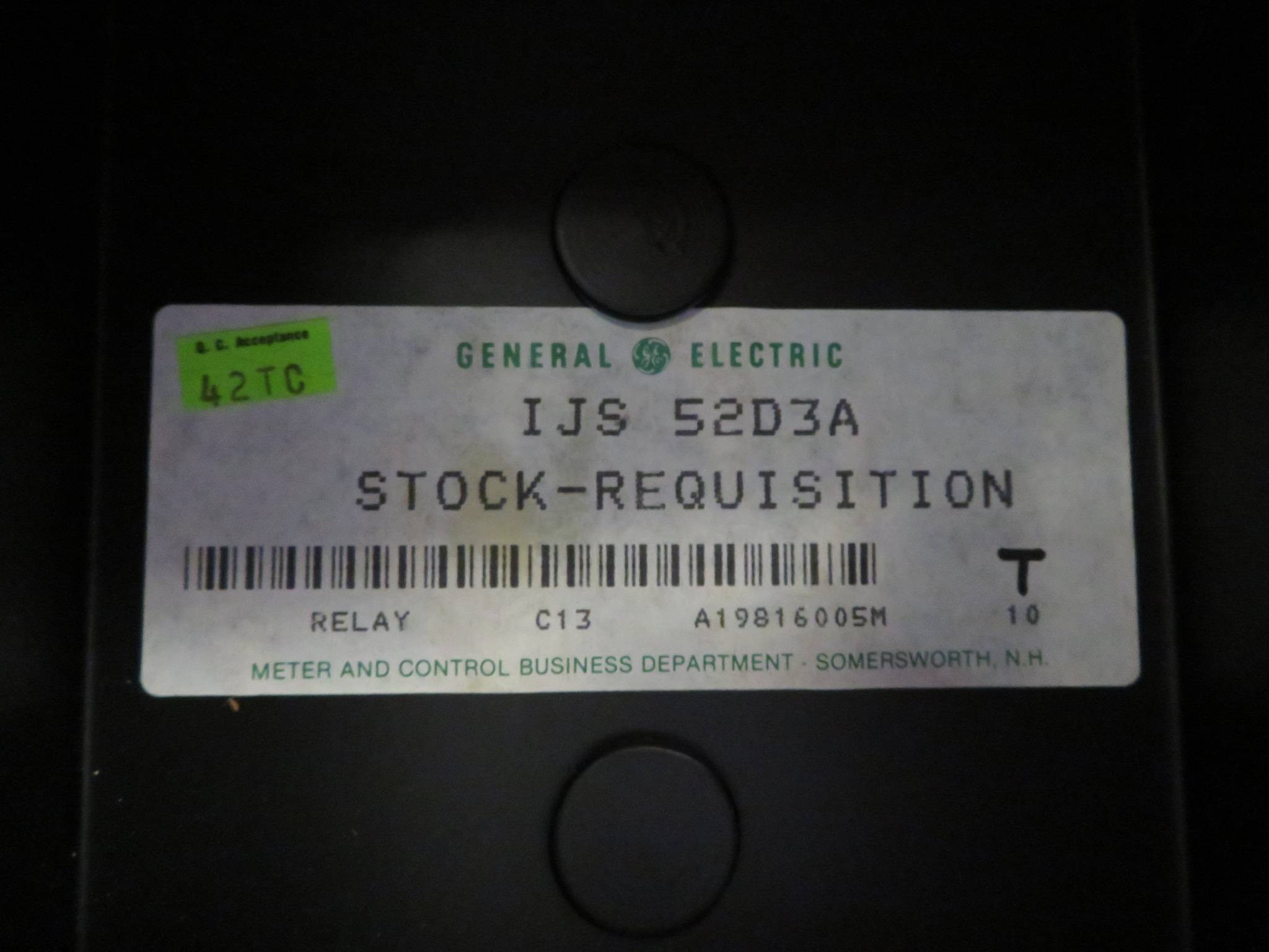 General Electric 12IJS52D3A Synchronism Check Relay IJS 52D3A GE 60Hz